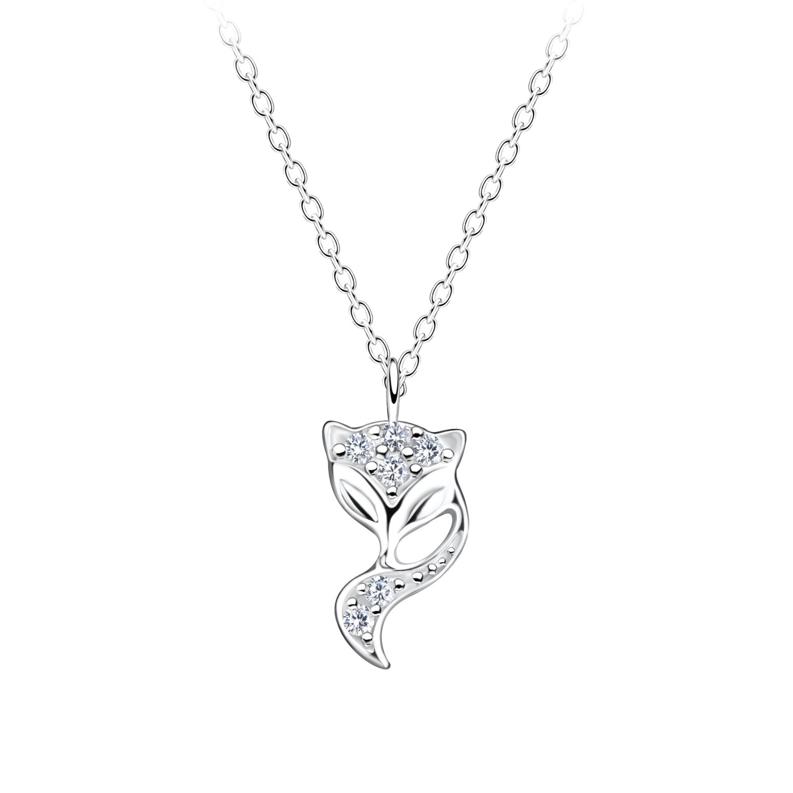 Silver Fox Necklace setting with Cubic Zirconia