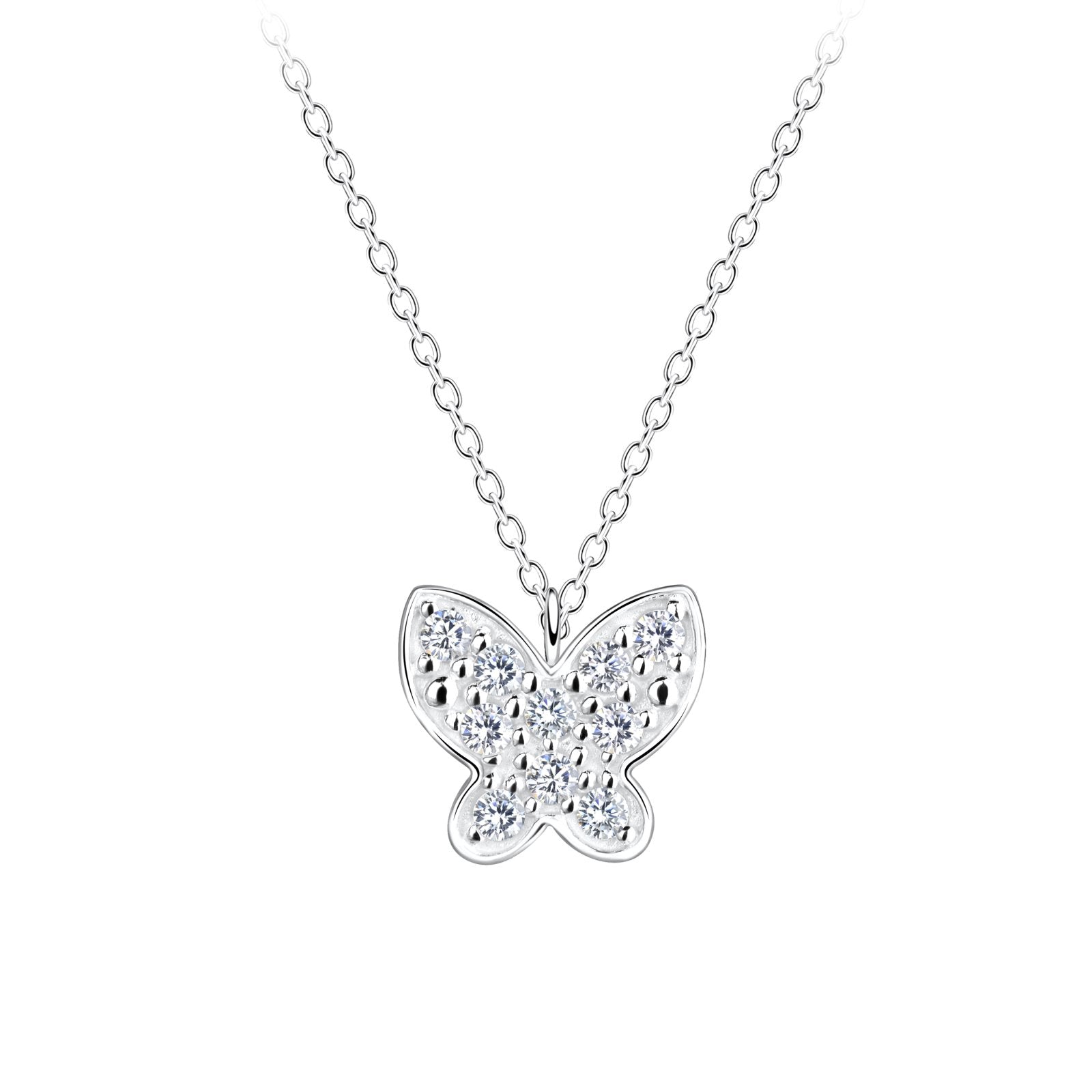 Silver Butterfly Necklace setting with Cubic Zirconia