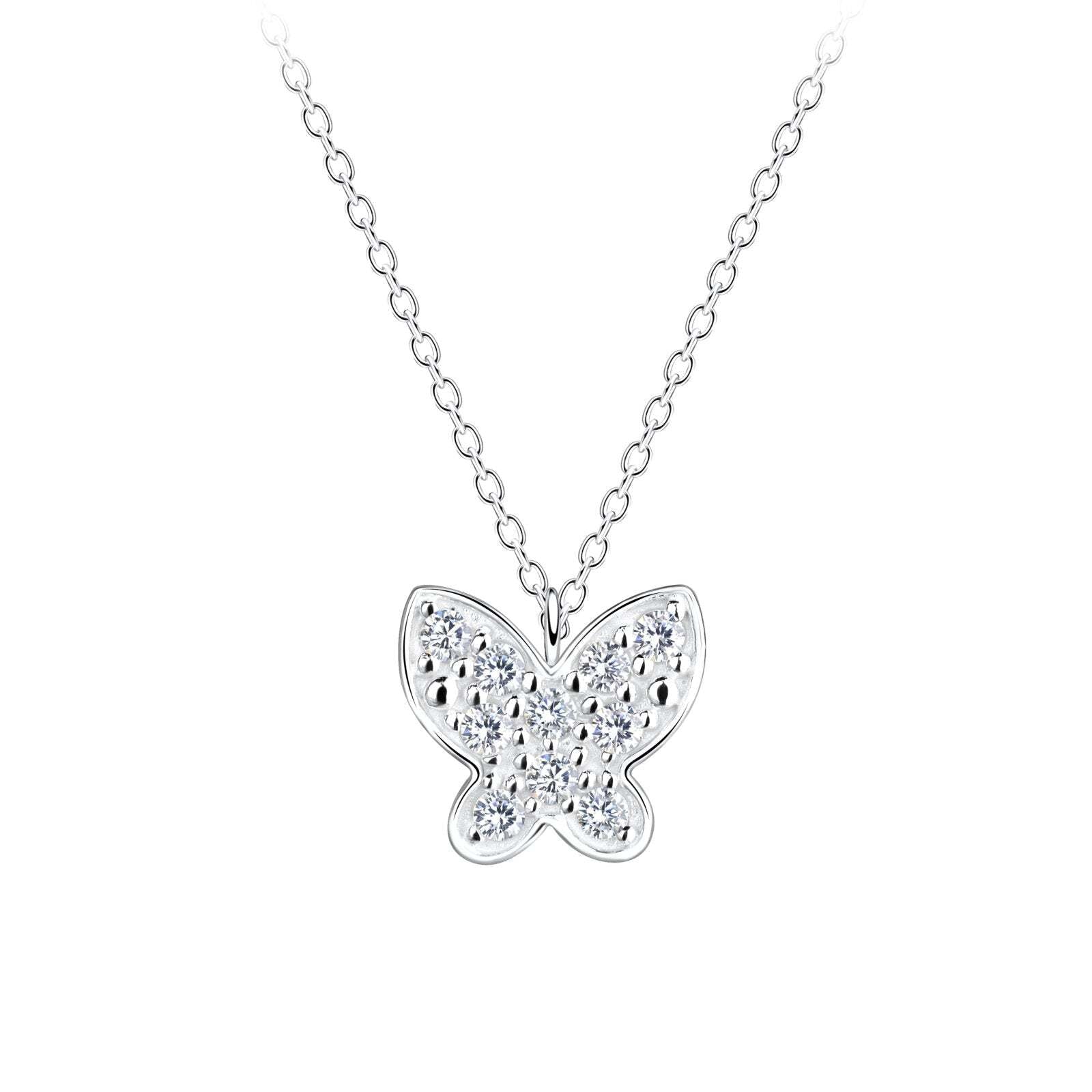 Silver Butterfly Necklace setting with Cubic Zirconia
