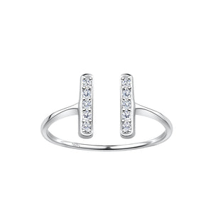 Sterling Silver Open Bar Ring setting with Cubic Zirconia