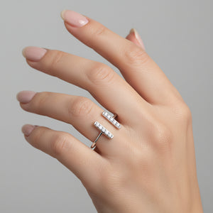 Sterling Silver Open Bar Ring setting with Cubic Zirconia