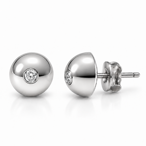 18K White Gold Diamond Ball Stud Earrings