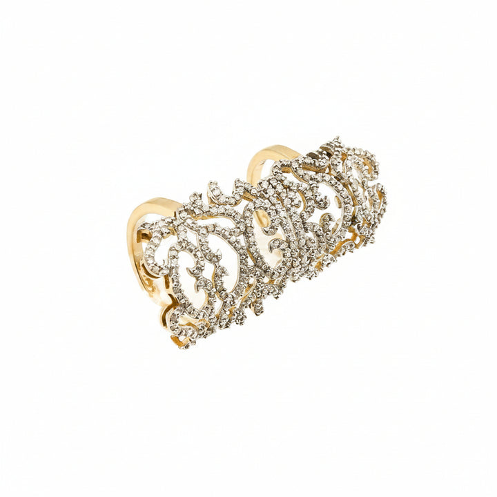 14K Yellow Gold Long Attached Diamond Accent Ring