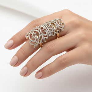 14K Yellow Gold Long Attached Diamond Accent Ring