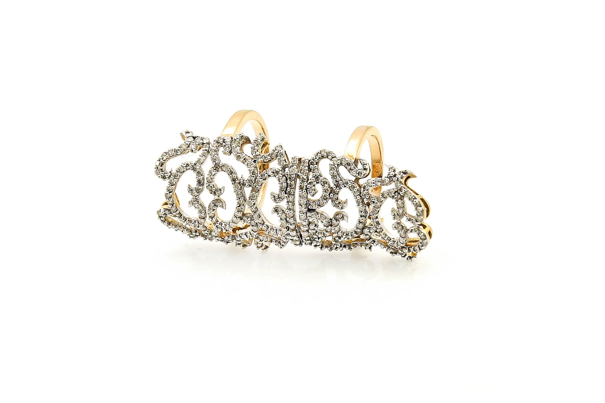 Yellow Gold Long Attached ring setting with Diamonds TDW: 3.01ct VS GH 14k11.5gr