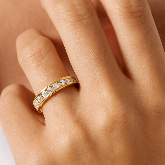 14K Yellow Gold Channel Settings Diamond Wedding Band, TDW: 0.50ct VS GH