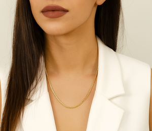 Yellow Gold Thin Cuban Chain Necklace. 10k, 6.04gr, 22