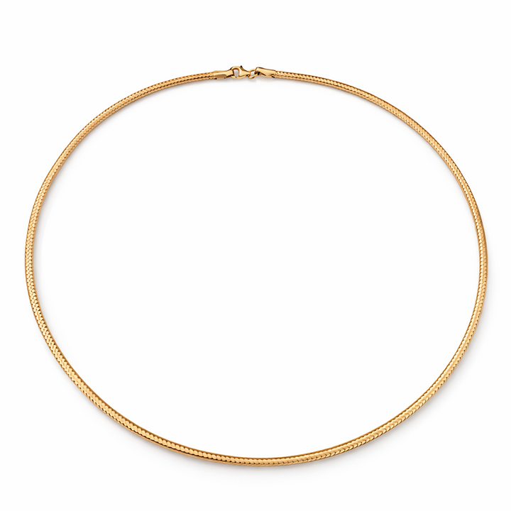 18K Yellow Gold Round Link Choker style Necklace