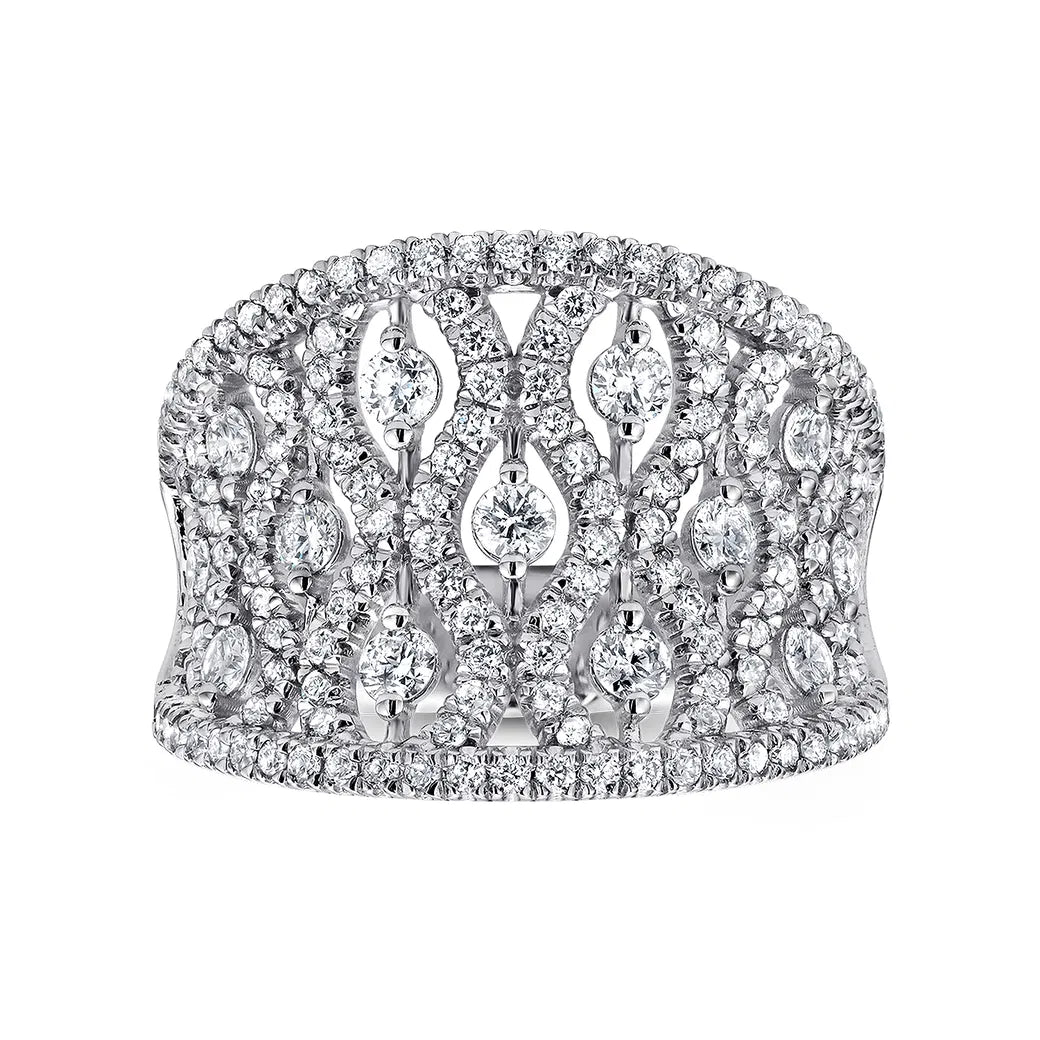 White Gold Gabriel & Co. Filigree Floral Diamond Ring. 14k, TDW: 1.33ct, VS, FG, Resale