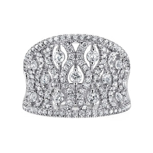 White Gold Gabriel & Co. Filigree Floral Diamond Ring. 14k, TDW: 1.33ct, VS, FG, Resale