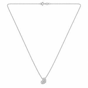 14K White Gold Diamond Heart Pendant Necklace