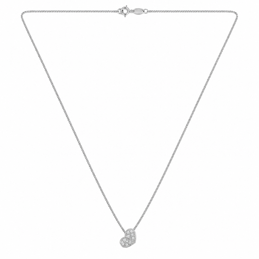 14K White Gold Diamond Heart Pendant Necklace