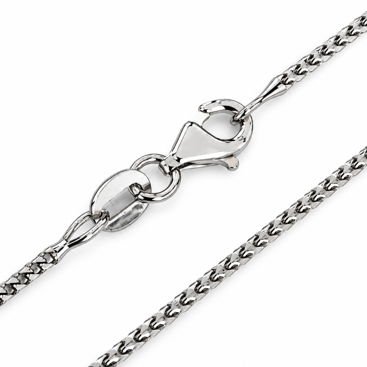 14K White Gold Wheat Chain Necklace