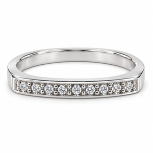 14K White Gold Diamond Row Band