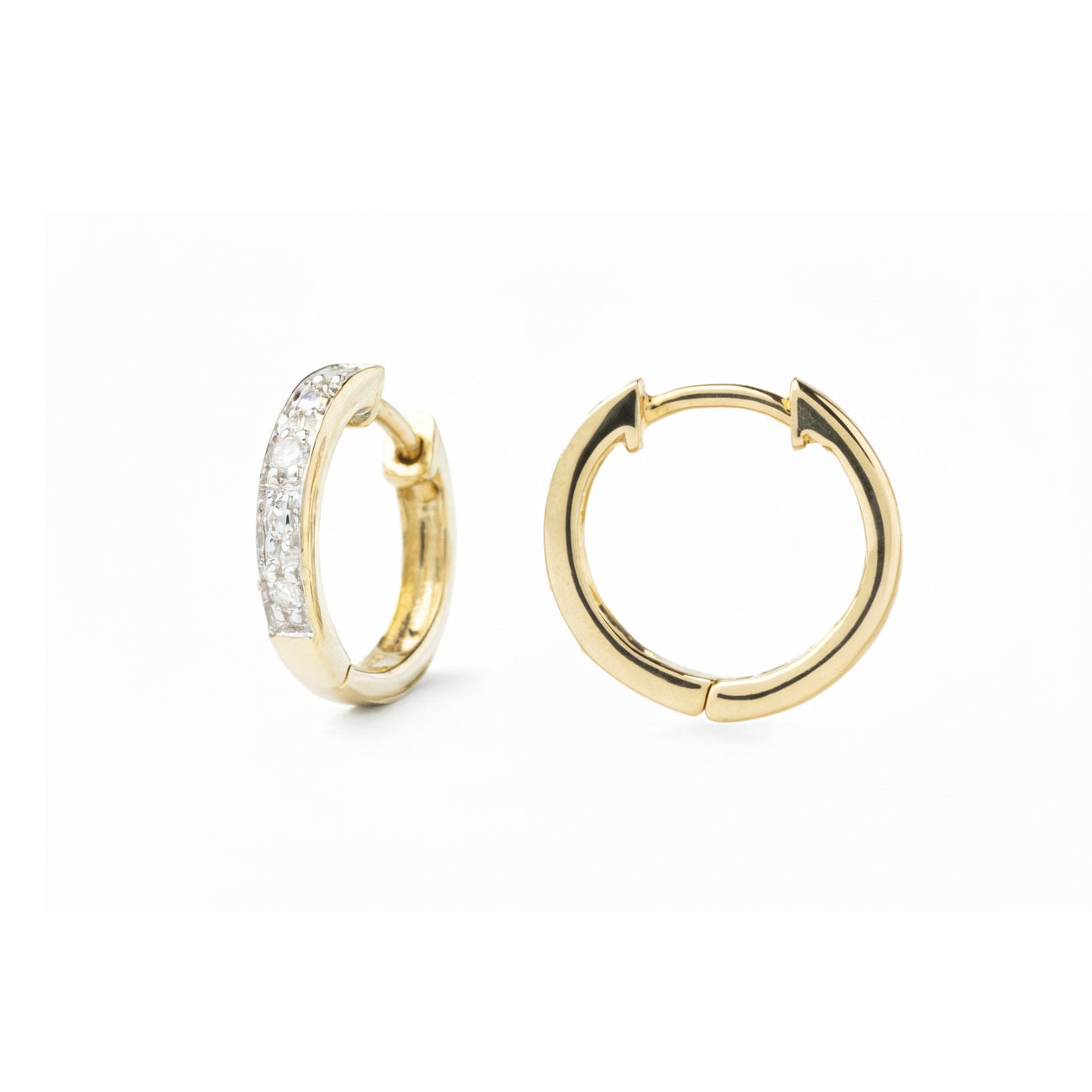 10K Yellow Gold Hoop Earrings setting with Natural Diamonds TDW:0.06ct H I