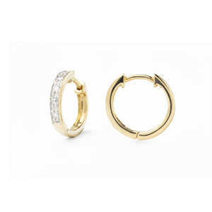 10K Yellow Gold Hoop Earrings setting with Natural Diamonds TDW:0.06ct H I