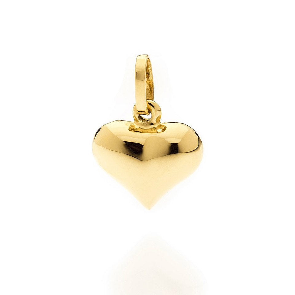 Yellow Gold 3D Puffy heart Pendent, 18k