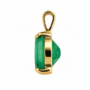 14K Yellow Gold Oval Emerald Solitaire Pendant