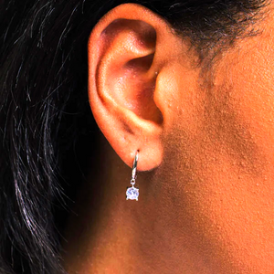 Silver Dangling Earrings with Clear CZ