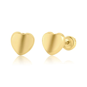 14k Yellow Gold Heart Screw back Earrings