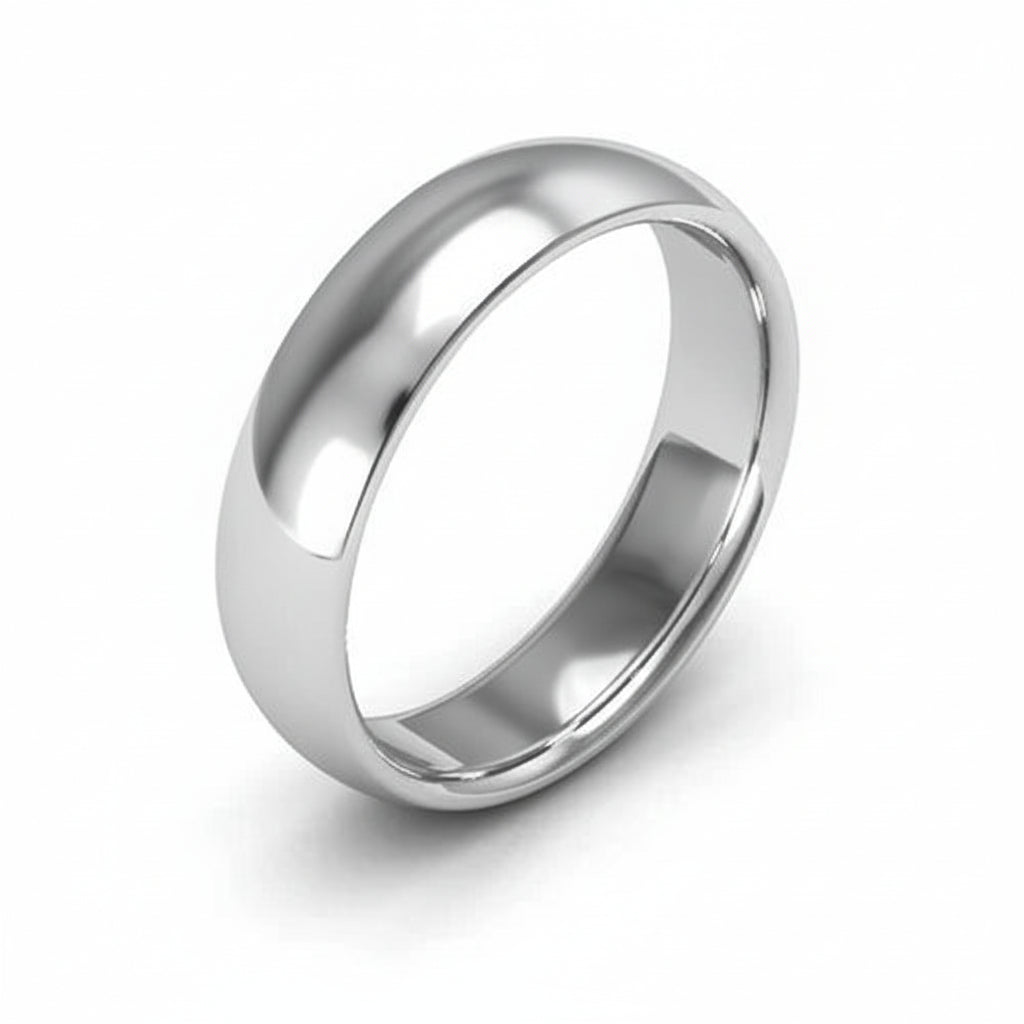 18K White Gold Simple Band with Half – dom Surface 5.1 gr