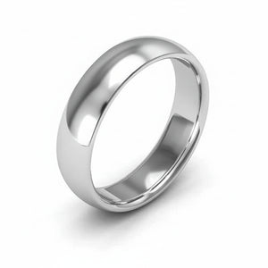 18K White Gold Simple Band with Half – dom Surface 5.1 gr