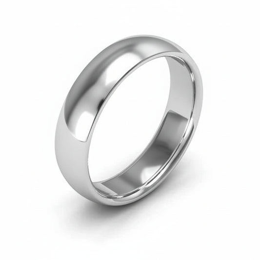 18K White Gold Simple Band with Half – dom Surface 5.1 gr