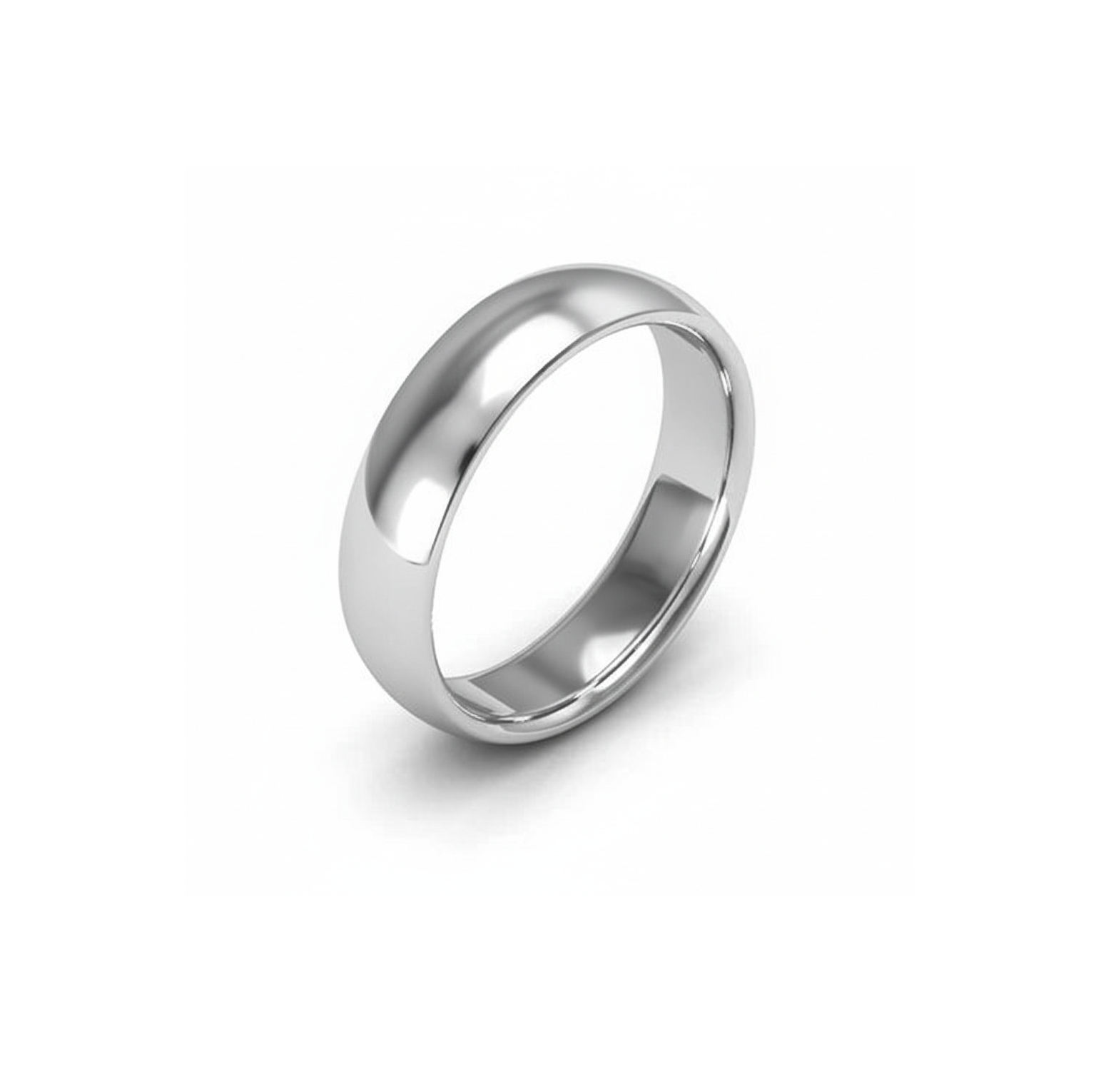 18K White Gold Half-Dome Simple Band-4.9mm