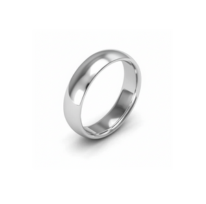 18K White Gold Half-Dome Simple Band-4.9mm