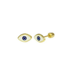Yellow Gold DC Heart Screw Back Stud Earrings
