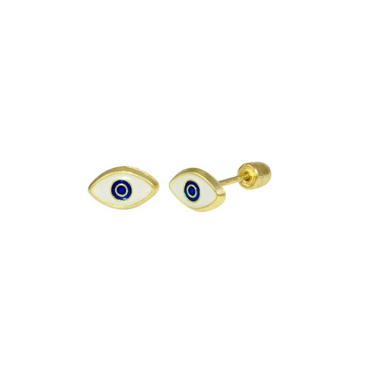Yellow Gold DC Heart Screw Back Stud Earrings