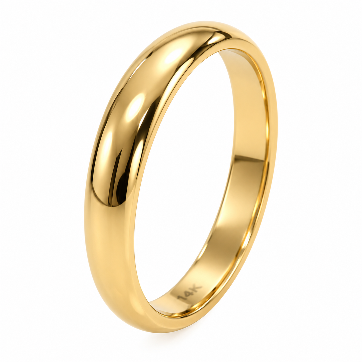 14K Yellow Gold Half-Dome Plain Band Ring