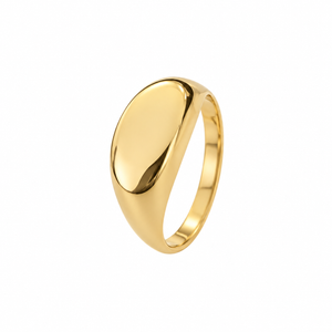18K Yellow Gold Plain Oval Signet Ring