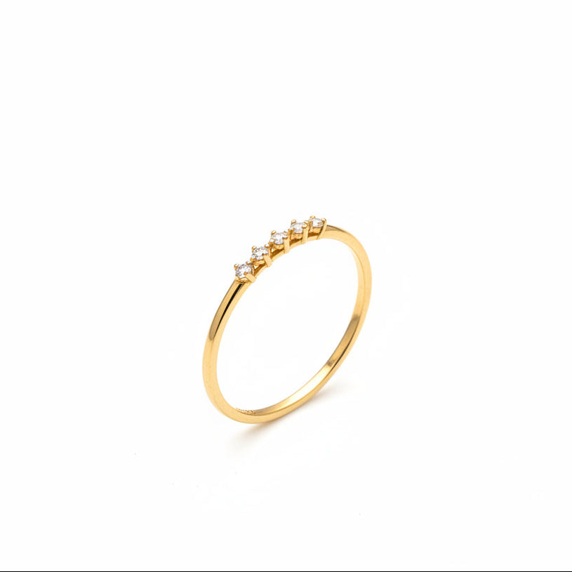 18K Yellow Gold 5-Stone Cubic Zirconia Ring - hero shot