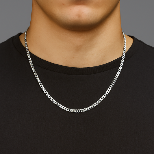 White Gold Solid Cuban Curb Chain. 18k, 22.6gr, 24"