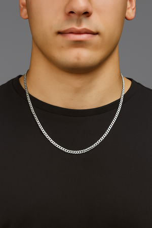 White Gold Solid Cuban Curb Chain. 18k, 13.94gr, 22