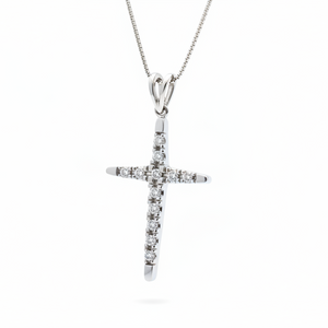 14k White Gold Diamond Cross Pendant