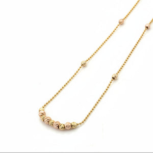 Yellow Gold Station Necklace with Gold Balls, 18k, 3.18gr, 16 Inches