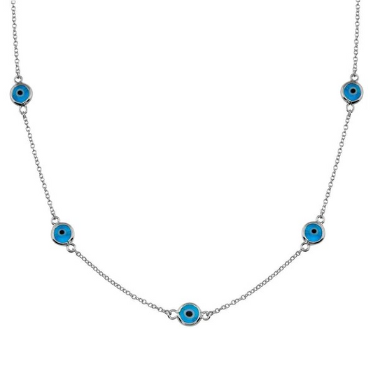 Rhodium Plated Evil Eye by the Yard Necklace