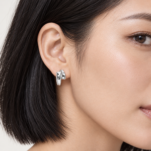 925 Sterling Silver Diamond Cut Geometric Hoop Earrings