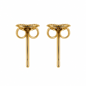 18K Yellow Gold Four-Petal Diamond-Cut Stud Earrings