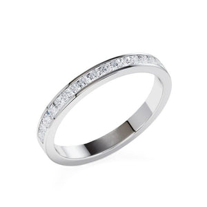 White Gold 2.5mm Channel Set Princess Diamond Band. 10k, TDW: 0.15ct