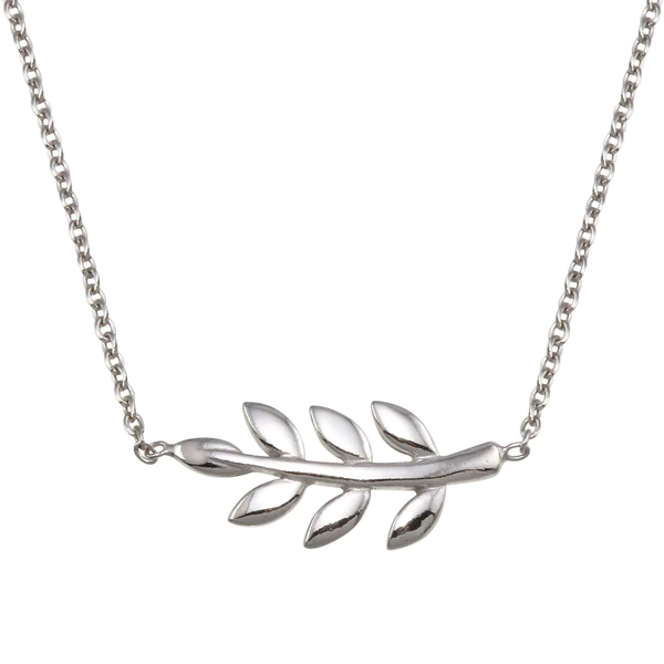 Silver 925 Rhodium-Plated Olive Branch Necklace