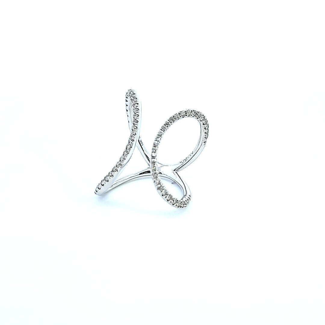 Gabriel & Co. White Gold Curving Wide Diamond Ring. 18k  TDW: 1.36ct VS EF.