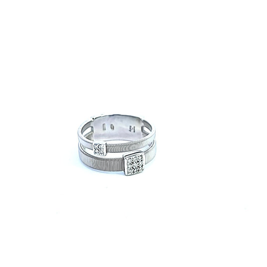 Marco Bicego Masai White Gold Two Row Pave' Diamond Ring. TDW: .12ct VS GH. Made in Italy 6.07gr18k