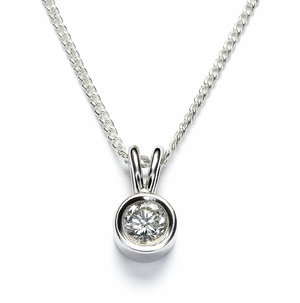 14K White Gold Diamond Pendent Natural Round Diamond TDW:0.10ct