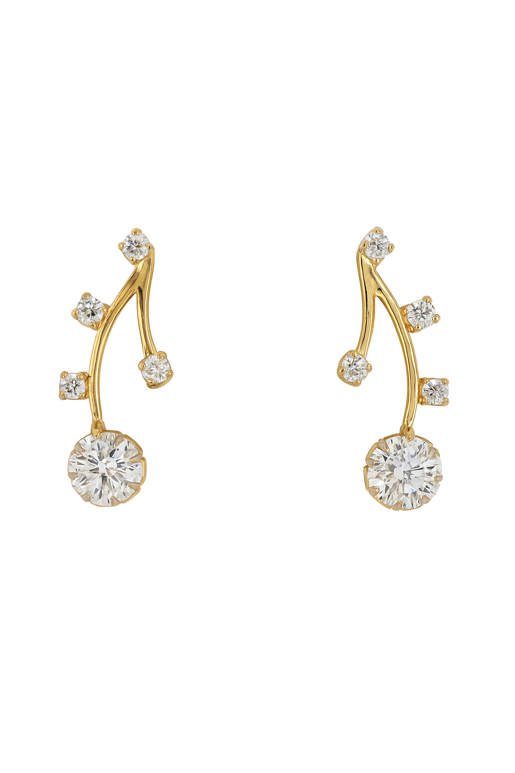 Yellow Gold Long Branch Diamond Earrings. TDW: 0.4ct, VS, GH, 18k