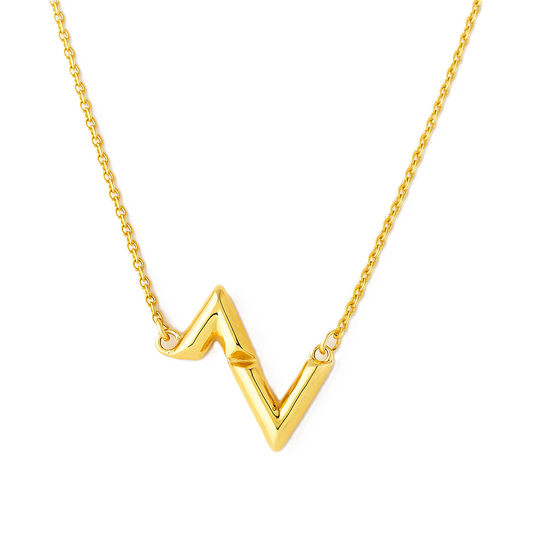 Yellow Gold Necklace  Heart beat style, 18k ,4.57gr