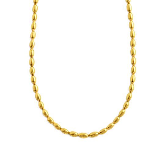 Yellow gold Oval Beaded link chain, 17 Inches, 18k 6.92gr