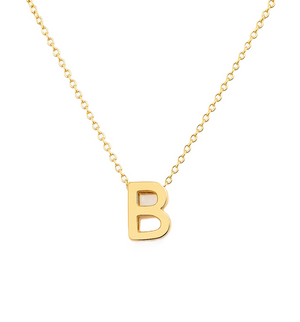 Yellow Gold Initial Necklace, Letter B, 18k, 2.84gr